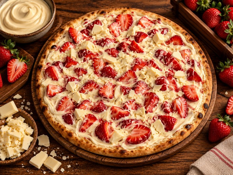 Pizza Chocolate Branco com Morango da Otto